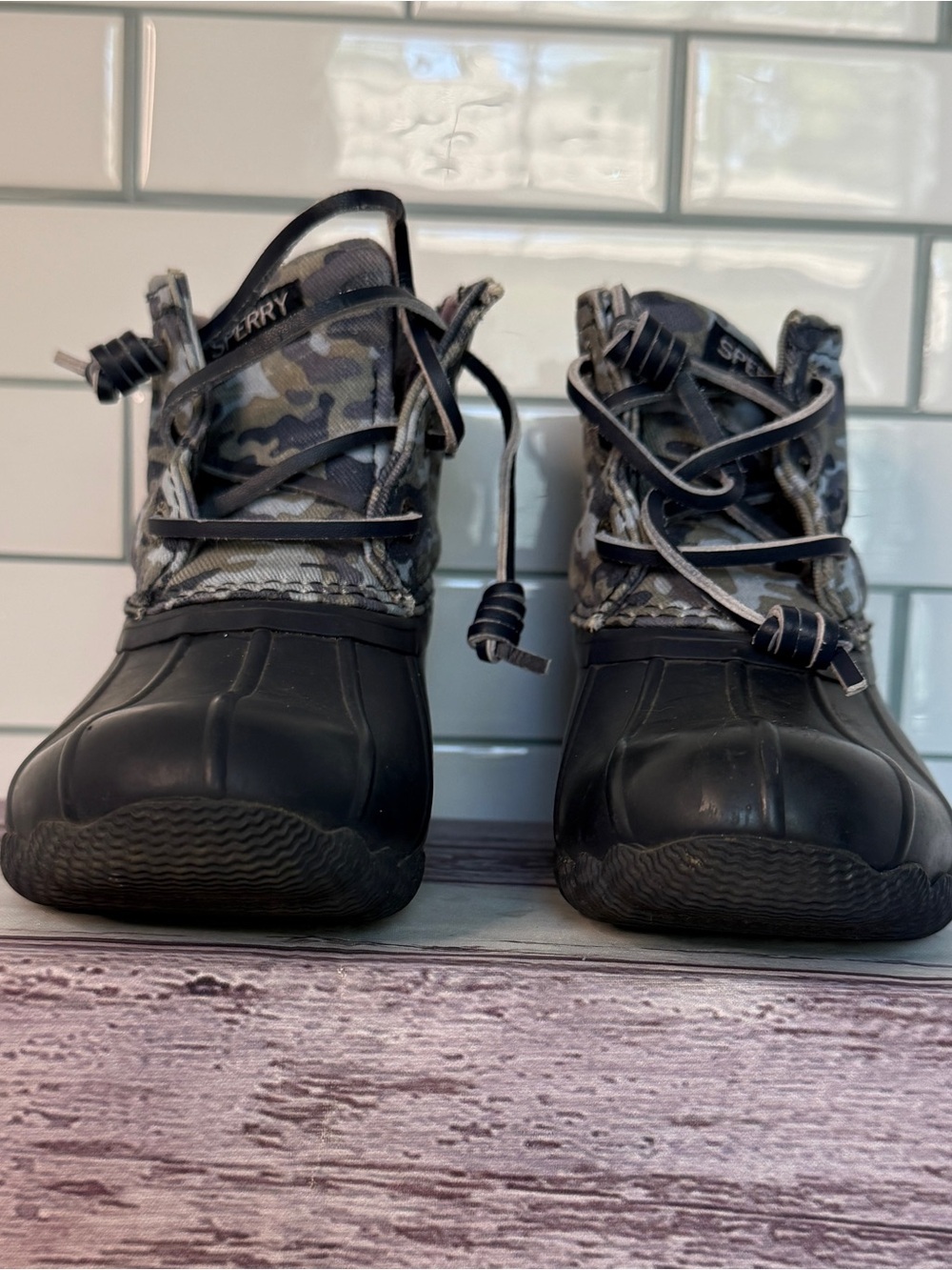 Sperry Toddler Blue 💙Camouflage Boots Size 9 - Picture 4 of 7